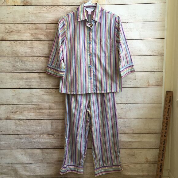 SLEEP SENSE‎ RAINBOW STRIPED PAJAMA SET - Picture 1 of 8
